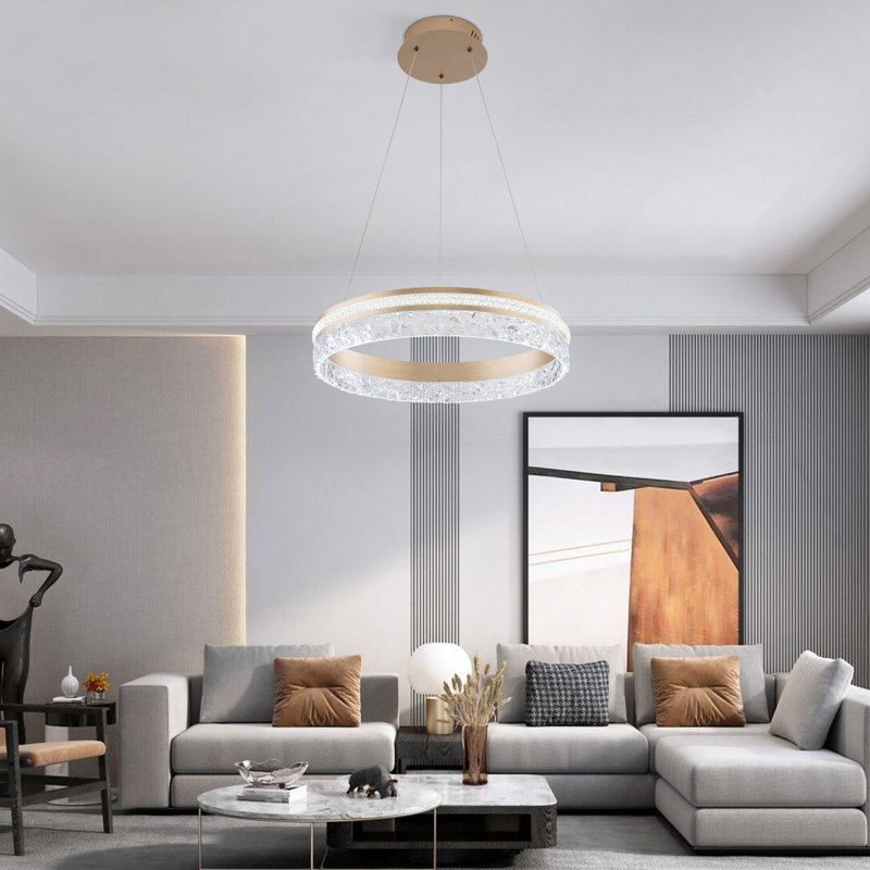 Mercer41 19.7in Modern LED Dimmable Pendant Ceiling Light with Remote